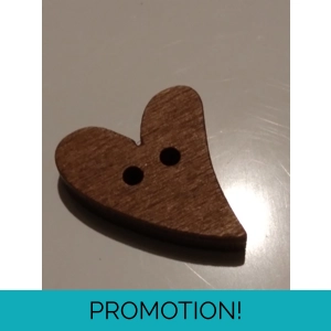Mini wood heart button
