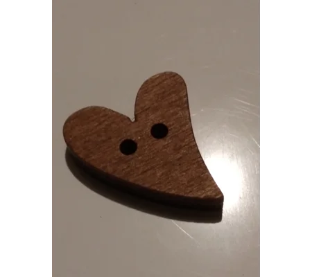 Mini wood heart button