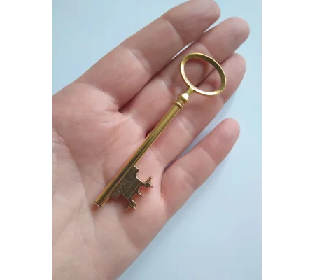 Gold colour metal key, prop, crafting supplies