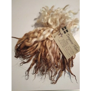 Coffee and cream curly wool locks, 28g