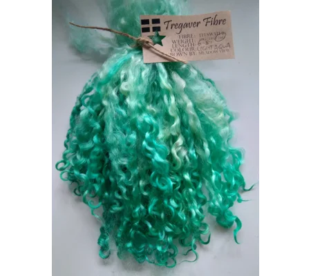 Light aqua blue green teeswater curly wool locks, 28g, 14g or 7g
