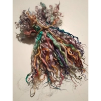 Bright rainbow curly wool locks, 10g