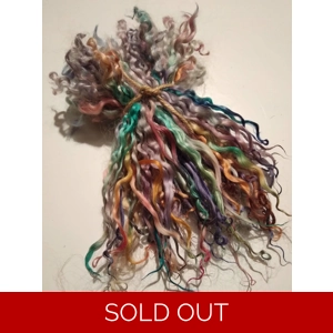 Bright rainbow curly wool locks, 10g