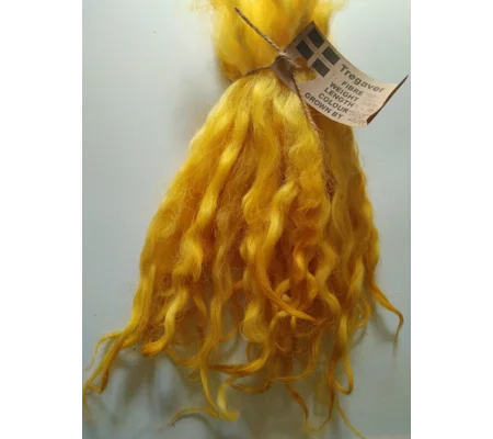 Yellow wavy wool locks, 6-10" texel x DevonCornwall longwool, 28g