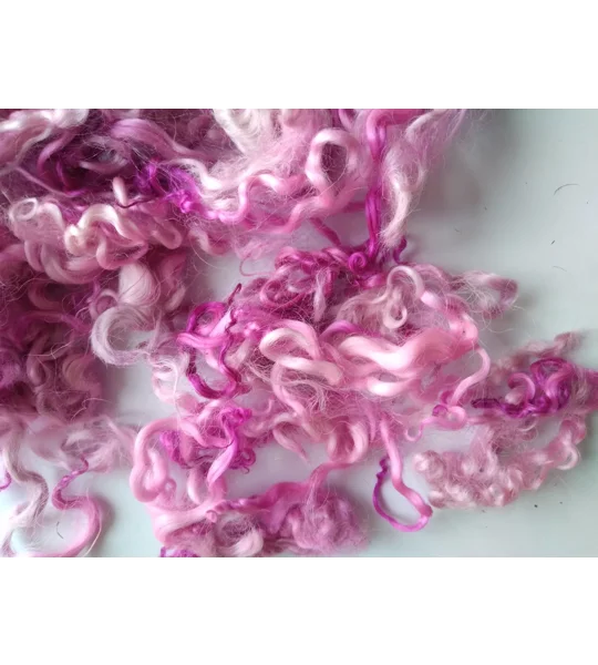Lipstick pink mix curly wool, 10g