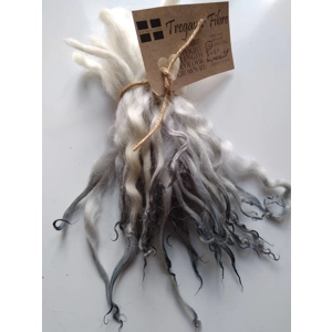 Silvery blue curly wool locks, 10g