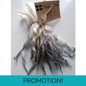 Silvery blue curly wool locks, 10g