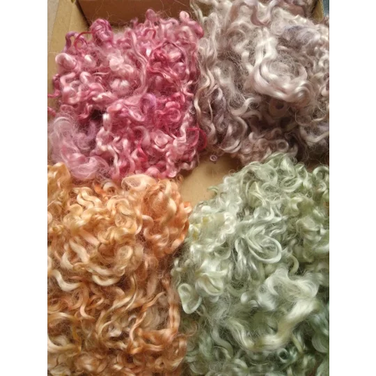4 colour curly wool box for felting, fibre arts and doll hair