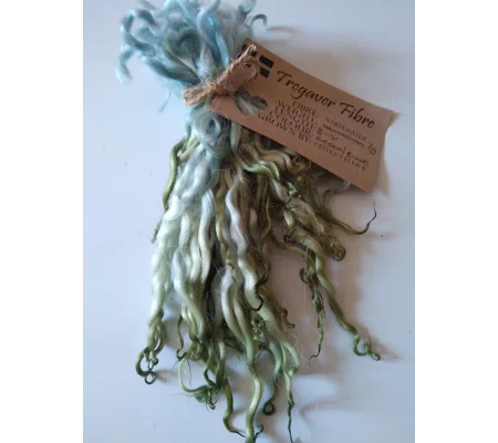 blue and green curly wool locks, 7g