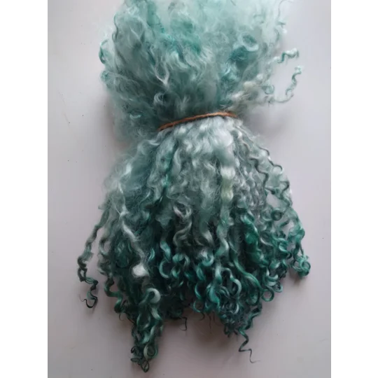 Ocean blue green curly wool locks, 28g 14g or 7g