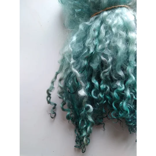Ocean blue green curly wool locks, 28g 14g or 7g