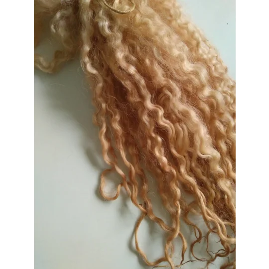 Strawberry blonde curly wool locks, 28g 14g or 7g Masham/teeswater