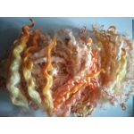 orange and yellow curly wool and wool locks, 10g, 6 breed mix