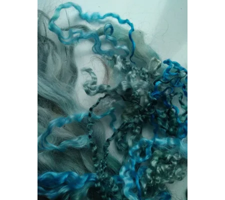 blue curly wool and wool locks, 10g, mixed curly wool breeds