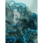 blue curly wool and wool locks, 10g, 6 breed mix