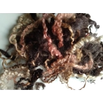black and brown curly wool and wool locks, 10g, 6 breed mix