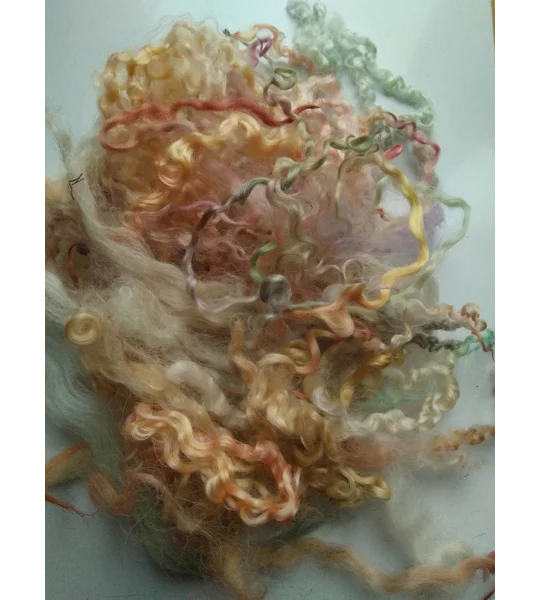 pastels curly wool and wool locks, 10g, 6 breed mix