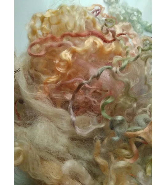 pastels curly wool and wool locks, 10g, 6 breed mix