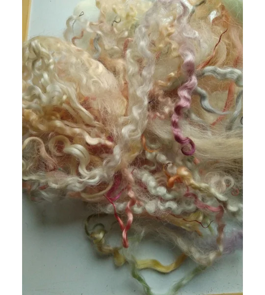 pastels curly wool and wool locks, 10g, 6 breed mix