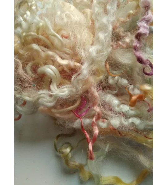 pastels curly wool and wool locks, 10g, 6 breed mix