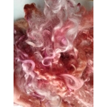 red and pink curly wool and wool locks, 10g, 6 breed mix