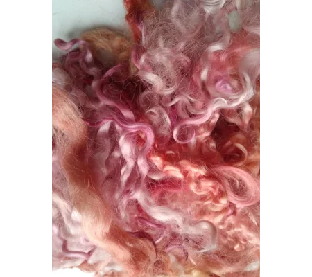 red and pink curly wool and wool locks, 10g, mixed breeds