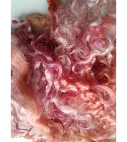 red and pink curly wool and wool locks, 10g, mixed breeds