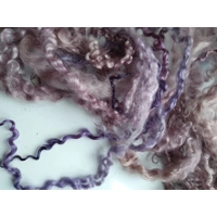 purples curly wool and wool locks, 10g,  mixed breeds curly and wavy locks