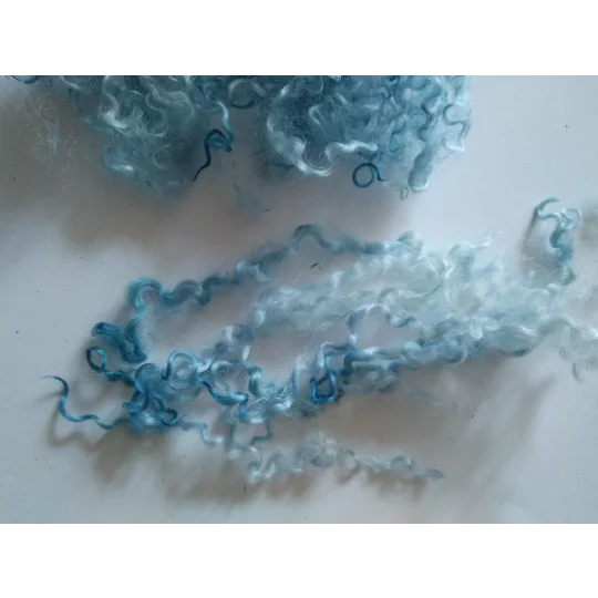 Pastel Blue - mixed blues curly wool and locks, 10g