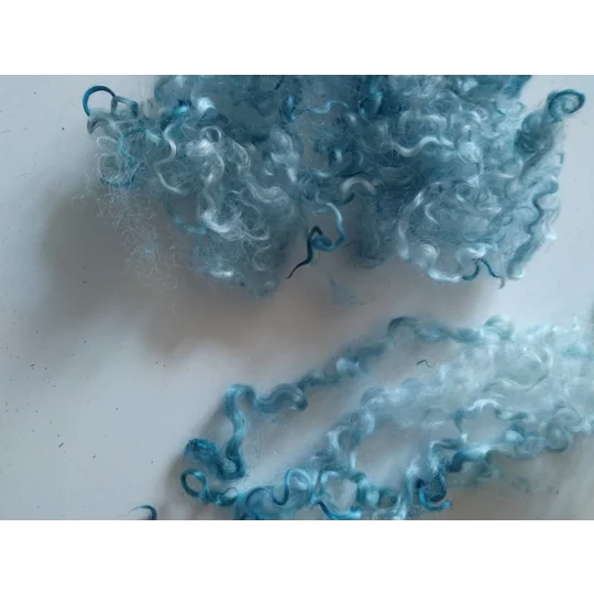Pastel Blue - mixed blues curly wool and locks, 10g