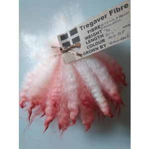 Red dip crimped mini wool locks, hand washed + dyed, 3-5