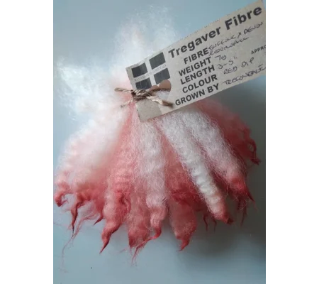 Red dip crimped mini wool locks, hand washed + dyed, 3-5", 7g