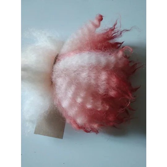 Red dip crimped mini wool locks, hand washed + dyed, 3-5", 7g