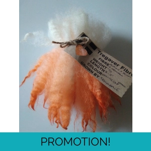 Orange dip crimped mini wool locks, hand washed + dyed, 3-5