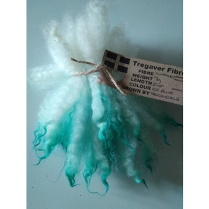 Blue Ice dip crimped mini wool locks, hand washed + dyed, 3-5