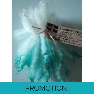 Blue Ice dip crimped mini wool locks, hand washed + dyed, 3-5