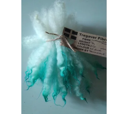 Blue Ice dip crimped mini wool locks, hand washed + dyed, 3-5", 7g