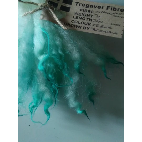 Blue Ice dip crimped mini wool locks, hand washed + dyed, 3-5", 7g
