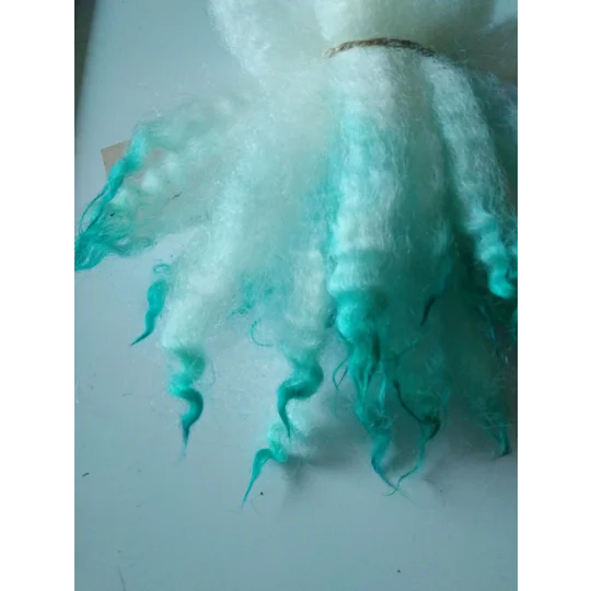 Blue Ice dip crimped mini wool locks, hand washed + dyed, 3-5", 7g