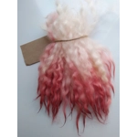 Red pink dip wavy crimped mini wool locks, hand washed + dyed, 4-6, 7g