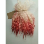 Red pink dip wavy crimped mini wool locks, hand washed + dyed, 4-6, 7g