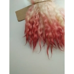 Red pink dip wavy crimped mini wool locks, hand washed + dyed, 4-6, 7g