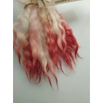 Red pink dip wavy crimped mini wool locks, hand washed + dyed, 4-6, 7g