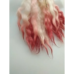 Red pink dip wavy crimped mini wool locks, hand washed + dyed, 4-6, 7g