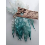 Teal dip wavy crimped mini wool locks, hand washed + dyed, 4-6, 7g