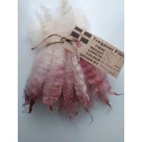 Berries pink dip crimped mini wool locks, hand washed + dyed, 3-5