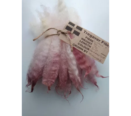 Berries pink dip crimped mini wool locks, hand washed + dyed, 3-5", 7g