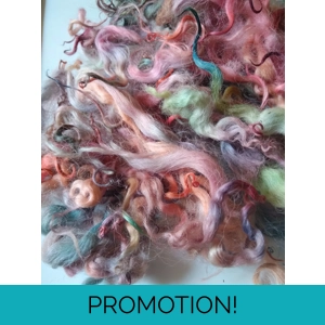 Rainbow curly wool, 10g White Faced Dartmoor