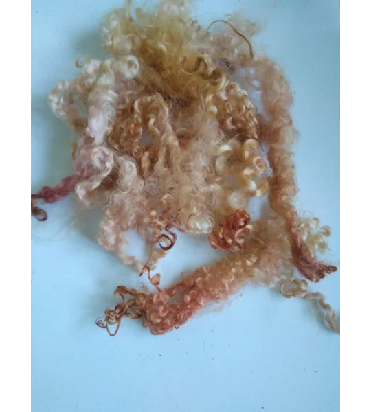 Autumn leaves copper gold pink curly wool (v)