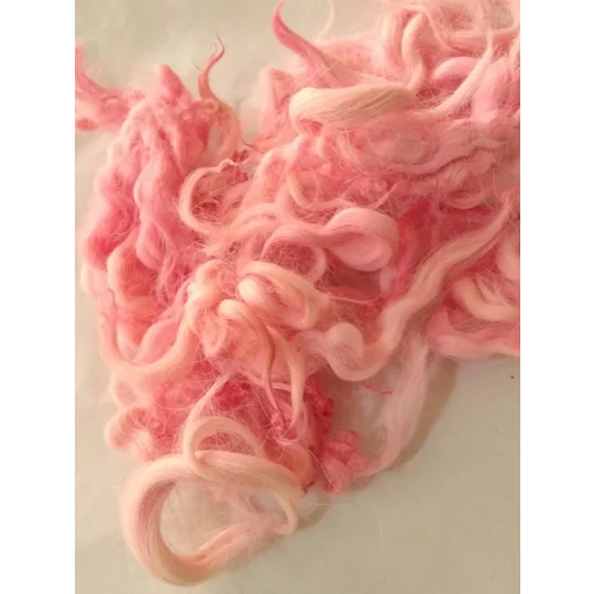 Flamingo pink curly wool and locks, 10g
